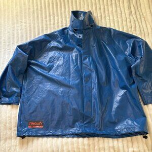 Tingley FR CAT2 Rain Coat NO HOOD Blue Snap Close Work Gear Sz 3XL Fire Proof